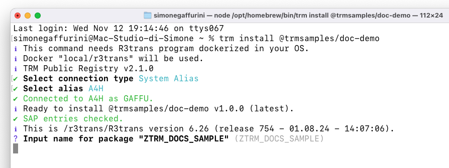 Install command