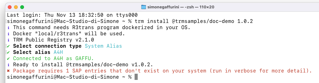Install with missing SAP entries