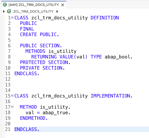 Utility class implemented