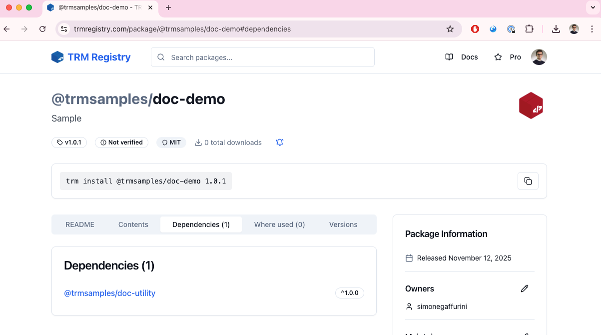 Release on registry